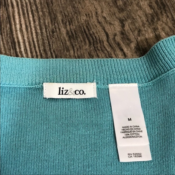 Liz & Co Blue Sweater Cardigan Kitted size Medium - Picture 3 of 8